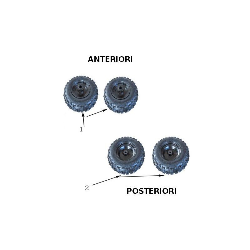 01PZ CERCHIO GOMMATO 4.10-6 anteriore MINIQUAD XXL RAPTOR 49CC 6 pollici - MINIATV ATV QUAD