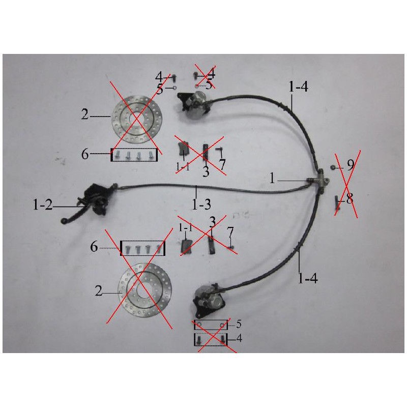 SET COMPLETO FRENI ANTERIORE QUAD KAYO A300 A200 A180 A150 AU180 AU150 POMPA PINZE TUBI