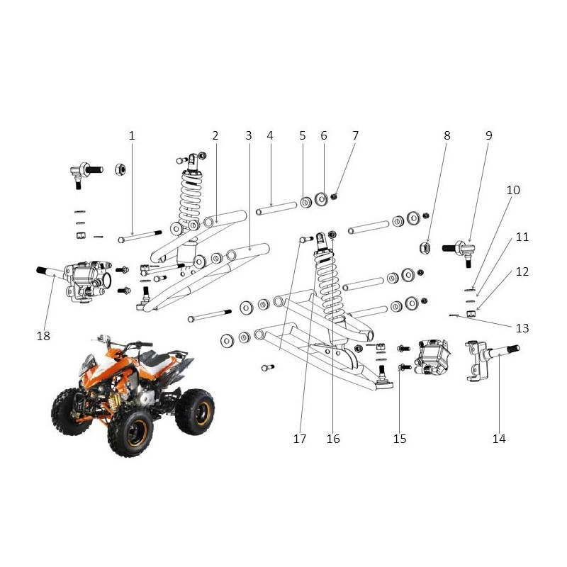 SET BRACCI ANTERIORI OSCILLANTI QUAD 125 SPORT - miniquad 4 tempi