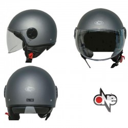 CASCO MOTO tg S DEMI JET ONE LIFT TITANIO OPACO PICCOLO E LEGGERO SCOOTER VESPA