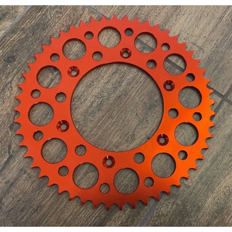 CORONA 51 DENTI PASSO 520 PER CROSS 125cc 2T IN ERGAL ARANCIONE RACING