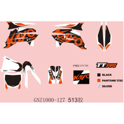 ADESIVI ORIGINALI ARANCIONI PER PIT BIKE KAYO TT125 CON PARASTELI E COPRISPUGNA MANUBRIO